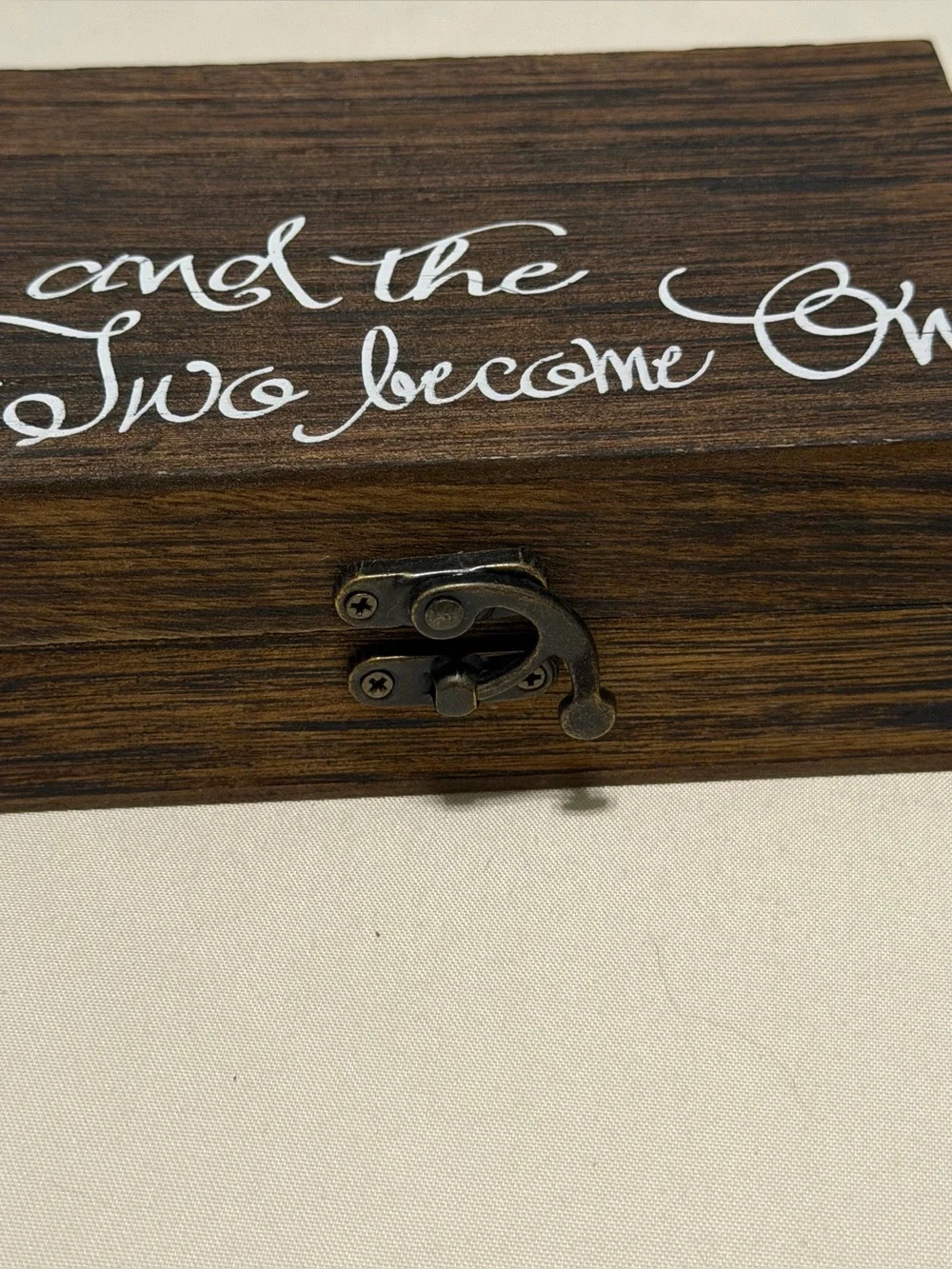 White Patterned Valentine’s Day LOVE Sign & Brown Western Wedding Ring Box